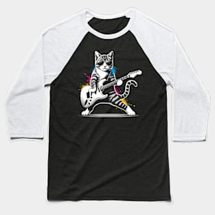 Guitar Cat Novelty Rock Music Band Concert Funny Cat Baseball T-Shirt